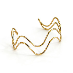 Punk Double Layer Wave Open Irregular Metal Upper <b>Arm</b> <b>Cuff</b> Statement Unique Adjustable <b>Arm</b> Bangle For Women Daily Wear - Product Image 2