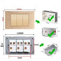 Prise murale USB-C en aluminium doré, norme américaine, export Mexique, prise US 16A 2 118x72mm, interrupteur d'éclairage CE