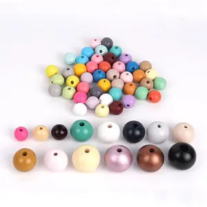 15*16mm bola colorida madera espaciador de madera OEM ODM cuentas de madera sueltas personalizadas para Diy encanto pulsera accesorios de fabricación de joyas