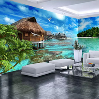Papel Tapiz Fotográfico 3D Personalizado, Paisaje de Isla de Maldivas, Pintura de Pared para Toda la Casa, Mural de Techo para Sala de Estar