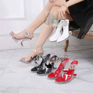 Chaussures Femme Nouveau Transparent Carré Bout Ouvert À La Mode Métal <span class=keywords><strong>Soleil</strong></span> Fleur Verre À Vin Talon Haut Partie Sandales Beige Noir - Product Image 4