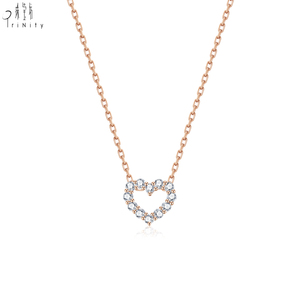 สร้อยคอทองคำแท้ 18K ประดับเพชรแท้ ดีไซน์รูปหัวใจแบบโปร่ง สวยน่ารัก  เป็นที่นิยมมาก เหมาะสำหรับเป็นของขวัญวันเกิด - Product Image 3