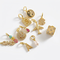 Pendentif DIY plaqué or 18 carats, motif visage souriant, fer à cheval et lettres, accessoires de bijoux, breloques