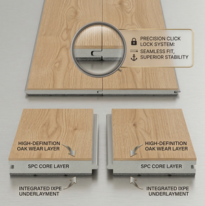 Sous-couche de luxe en IXPE 5 mm, grain de bois, chêne naturel, imperméable, anti-rayures, revêtement de <span class=keywords><strong>sol</strong></span> SPC, résidentiel, appartement, maison, intérieur - Product Image 3