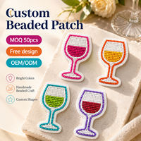 Patchs perlés personnalisés pour vestes, chapeaux, sacs, appliques en perles de rocaille pour verres à vin, accessoires de vêtements DIY, vente en gros