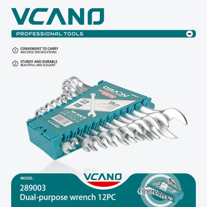 VCANO 12피스 산업용 등급 파이프 렌치 세트 크롬 바나듐 스틸 조절식 턱 스트레이트 백 핸들 미터법 OEM - Product Image 2