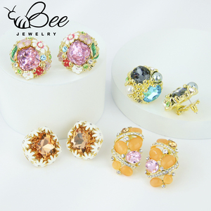 Fashion Multicolor Natural Diamond Gemstone <b>Stud</b> <b>Earrings</b> Irregular Cute Pink Purple <b>Crystal</b> Posting <b>Earrings</b> for Wholesale - Product Image 5