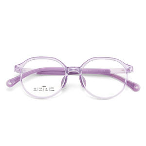 Montures de lunettes rondes pour enfants 52006, monture complète en acrylique léger, lunettes de vision pour enfants avec plaquettes nasales souples - Product Image 1