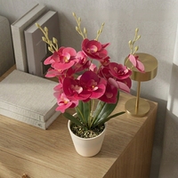 Orchidée Phalaenopsis Artificielle Réaliste en Pot, Fleurs d'Intérieur en Soie de 42 cm, Décoration Maison et Bureau, Centre de Table Mariage, Cadeau
