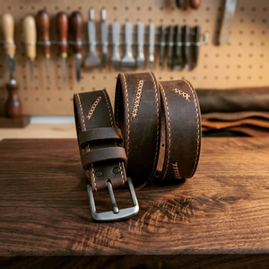 Ceintures en cuir véritable artisanales à vendre, ceintures robustes pour hommes et accessoires, longueur personnalisée, ceinture en cuir sur mesure OEM - Product Image 1