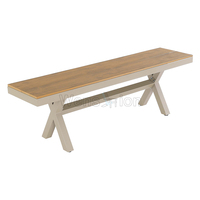 Promotions chaises d'extérieur en plastique imperméables avec table et bancs, table en bois en plastique