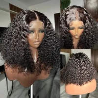 Penjual Wig Rambut Keriting Bouncy Latisha Grosir, Wig Rambut Asli Double Drawn Lace Front, Wig Rambut Mentah Brasil Full Lace Frontal