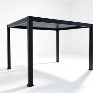 Pergola carrée moderne en acier noir RKOVE pour l'extérieur, structure d'ombrage pour jardin, revêtement poudré, résistante aux intempéries - Product Image 1