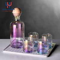 Carafe et pichet en verre borosilicate de 1200 ml pour chambre à coucher, avec couvercle à bille et verre à boire, idéal pour le thé et l'eau