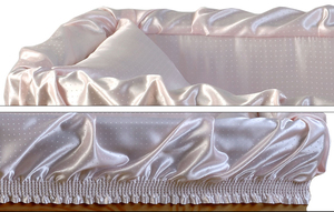XF260 Ensemble de doublures intérieures pour <span class=keywords><strong>cercueil</strong></span> en satin élastique froncé à imprimé pois, avec support en <span class=keywords><strong>carton</strong></span>, pour usage funéraire - Product Image 2