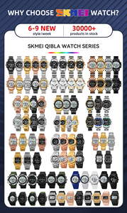 Nouvel arrivage de montre islamique <span class=keywords><strong>Skmei</strong></span> <span class=keywords><strong>1763</strong></span> avec logo personnalisé Montre musulmane à l'heure de la prière Bracelet en acier inoxydable doré pour hommes - Product Image 2