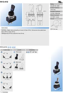 สวิตช์สลับโลหะกลม SCI R13-412 จากไต้หวัน แรงดันไฟฟ้าสูงสุด 250VAC