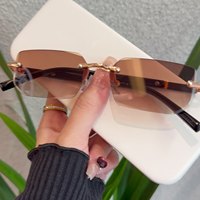 Lunettes de soleil de luxe sans monture pour femmes 2025 coupe de précision polygone dégradé lentille PC cadre pilote Style lunettes
