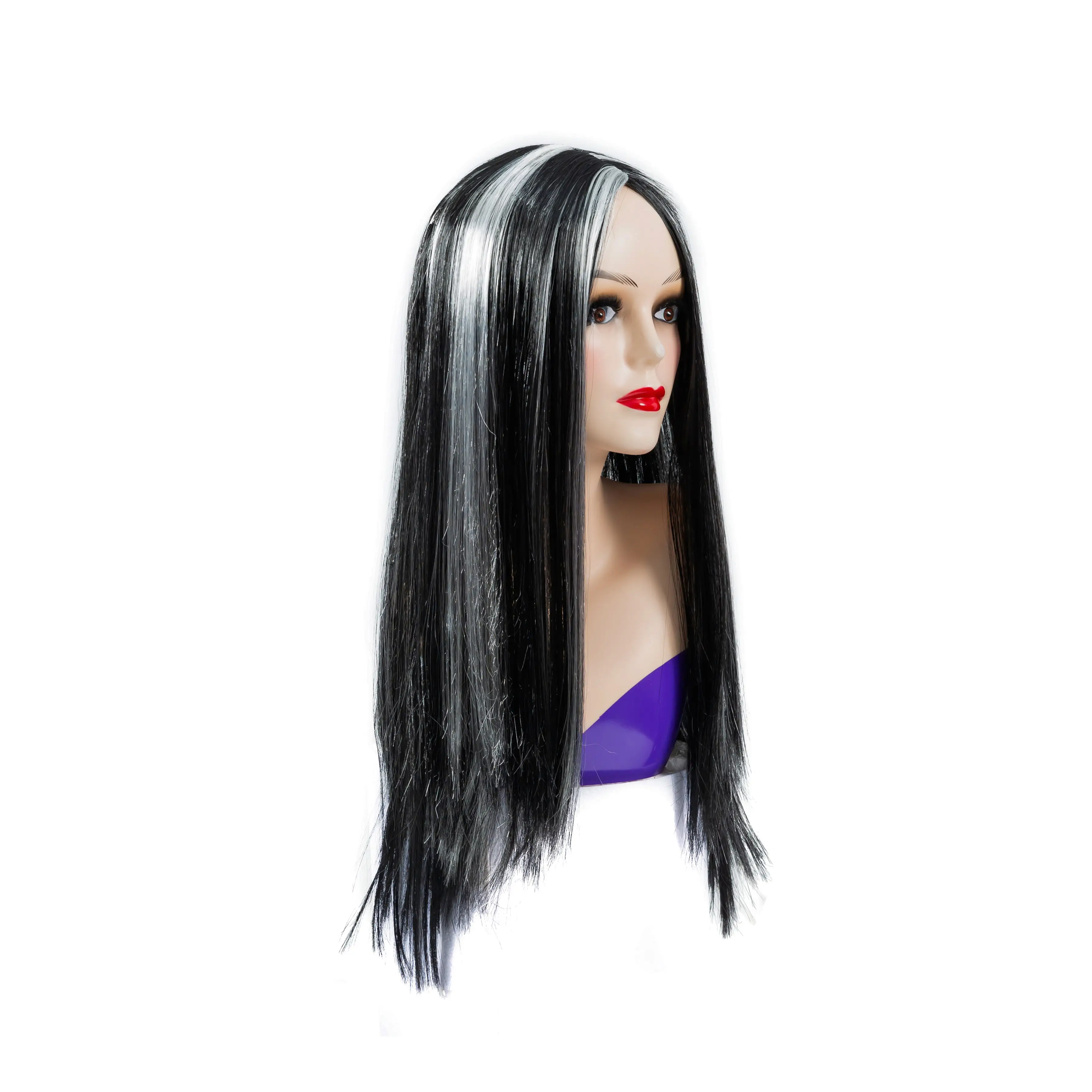 ANXIN हैलोवीन कॉसप्ले विग रंगीन सिंथेटिक सीधे बाल तकनीकी रूप से हाइलाइट किए गए फाइबर कॉस्पली उपयोग के साथ