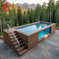 Luxuriöser Piscina Glasfenster-Fiberglas-Holz-Jacuzzi Schwimm-Spa-Pool Outdoor Kinder Tragbarer Aufstellpool