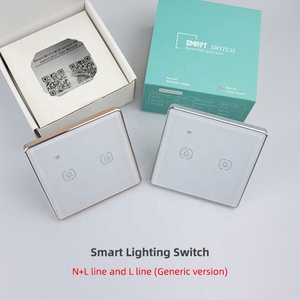 Wifi không có chuyển đổi trung tính tuya cảm ứng thông minh chuyển đổi N + L dòng 2 Gang 86*86 Mét Tempered Glass tường chuyển đổi EU Anh - Product Image 2