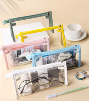 Étui à crayons transparent en PVC Kawaii, imperméable, fournitures scolaires, sacs à crayons avec fermeture éclair, tendance, portable, pochette pour crayons et stylos