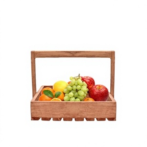 Pinewood Hamper Gift Handle Basket, with Decoration Net & Flowers, Festival Gift Hamper, Wooden Gift Hamper Basket. - Product Image 1