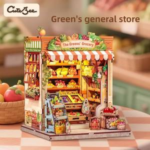 Nuevo Producto: Pequeña Tienda Verde para Parejas, Creativo Juguete de Madera 3D Estereoscópico Hecho a Mano, Modelo de Soporte para Libros para Armar - Product Image 3