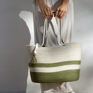 Stylish cotton yarn handbags handbags handbags woven ladies shoulder bag straw woven ladies bag - Product Image 4