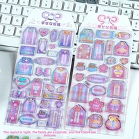Pegatinas Epoxi con Estampado Láser, Etiquetas de la Suerte Japonesas, Calcomanías 3D Transparentes y Relieve para Decorar Tazas y Diarios