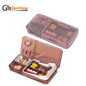 علبة حبوب للسفر ترويجية بثلاث خانات، صندوق تخزين أدوية للسفر مع شعار، علبة حبوب 3 في 1 للسفر مع قاطع أقراص - Product Image 3