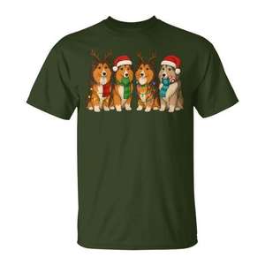 T-shirt pour chien Shetland Sheepdog avec chapeau de Père Noël, Joyeux Noël - Product Image 1