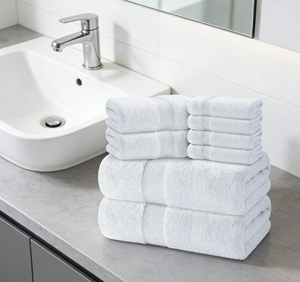 Ensemble <span class=keywords><strong>de</strong></span> 8 serviettes <span class=keywords><strong>de</strong></span> bain blanches <span class=keywords><strong>de</strong></span> luxe, 100% coton turc, 700 GSM, très absorbantes, 2 serviettes <span class=keywords><strong>de</strong></span> bain, 2 serviettes à main, 4 <span class=keywords><strong>d</strong></span>ébarbouillettes - Product Image 4