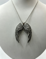 Pendentif Aile d'Ange Vintage en Acier Inoxydable Plaqué Or avec Chaîne en Bambou Diamantée pour Fête Unisexe