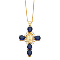Offre Spéciale créatif personnalisé vacances pendentif bijoux étincelant plein diamants Madonna croix pendentif collier cadeaux pour les femmes