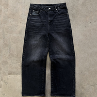 Costume en jean élégant pour homme fabriqué par le fabricant, jean noir délavé à l'acide personnalisé, veste à fermeture éclair, ensemble deux pièces pour homme