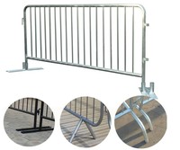 Valla Temporal de Acero de Fácil Montaje, Barricadas Removibles para Control de Multitudes con Pies Planos/Puente, 6 pies de Altura