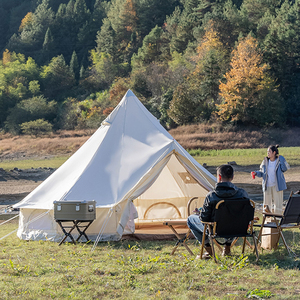Tenda Yurt da Esterno Impermeabile, Tenda <span class=keywords><strong>Tepee</strong></span> di Lusso Facile da Montare per Campeggio Familiare, Tenda in Tela Glamping con Tettoia per Stufa - Product Image 5