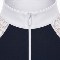 Chemise d'équitation OEM ODM professionnelle personnalisée en dentelle élégante, couche de base en maille pour la performance et la compétition