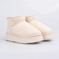Bottes de neige tendance blanches à tige basse, en cuir napé Sunede, à semelle épaisse, pour temps chaud