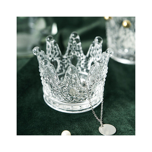 Eleganti Ornamenti <span class=keywords><strong>in</strong></span> <span class=keywords><strong>Vetro</strong></span> a Forma di Corona Mini Lussuosi Portaoggetti per Gioielli Anelli Posacenere Portacandele Decorazione per Anniversari - Product Image 4