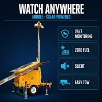 Tour de sécurité mobile solaire sur remorque avec caméras de vidéosurveillance, télécommande et surveillance extérieure hors réseau