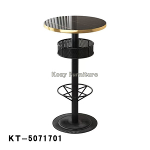 Muebles comerciales modernos Retro de alta calidad, mesa de barra con Base de hierro con parte superior de piedra sinterizada redonda para Cocina, Restaurante, cafetería, Club, <span class=keywords><strong>Bar</strong></span> - Product Image 4