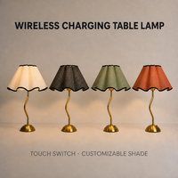 Lampe de table LED sans fil moderne rechargeable avec abat-jour plissé festonné, contrôle tactile, intensité réglable, décoration intérieure, abat-jour personnalisable