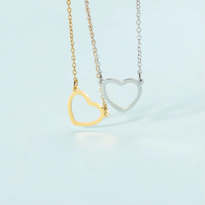 Minimalista moda corazón encanto collar joyería venta al por mayor impermeable Acero inoxidable oro hueco corazón colgante collar para regalo - Product Image 1
