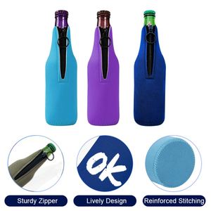 Refroidisseur de bouteille personnalisé en néoprène isolé par sublimation, 12 oz, avec fermeture éclair et impression couleur intégrale - Product Image 3