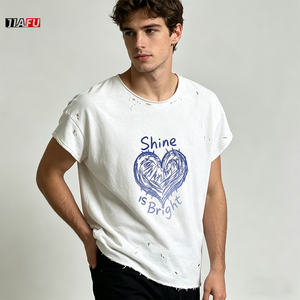 260gsm Men's Tshirts Distressed Oversized Custom Graphic <strong>Tee</strong> Casual Fashion Hip-Hop Streetwear t <strong>Shirt</strong> for Men Hot Supplier - Product Image 2