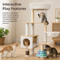 Tour d'activités multi-usages pour chat Petstar avec niche confortable, hamac latéral, griffoirs et jouet interactif sur piste