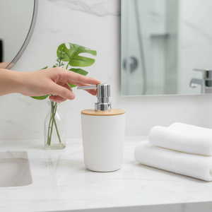 Distributeur de <span class=keywords><strong>savon</strong></span> <span class=keywords><strong>liquide</strong></span> en fibre de bambou écologique et moderne, décoratif pour salle de bain, 200 ml, pour la maison et la famille - Product Image 1