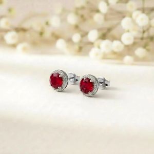 Natural Ruby Round Cut Faceted Stud <b>Earrings</b> In 925 Sterling <b>Silver</b> Or 18K Gold Filled Classic Elegant Red Gemstone Fine Jewelry - Product Image 4
